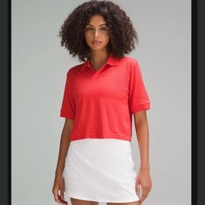 𝑳𝒖𝒍𝒖𝒍𝒆𝒎𝒐𝒏 ❤️🧡 Swiftly Tech Relaxed-Fit Polo Shirt in Hot Heat / Red Glow